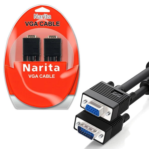 NARITA HD-15P Vga Kablo 15 Pin Erkek Dişi Filtreli 5 Metre