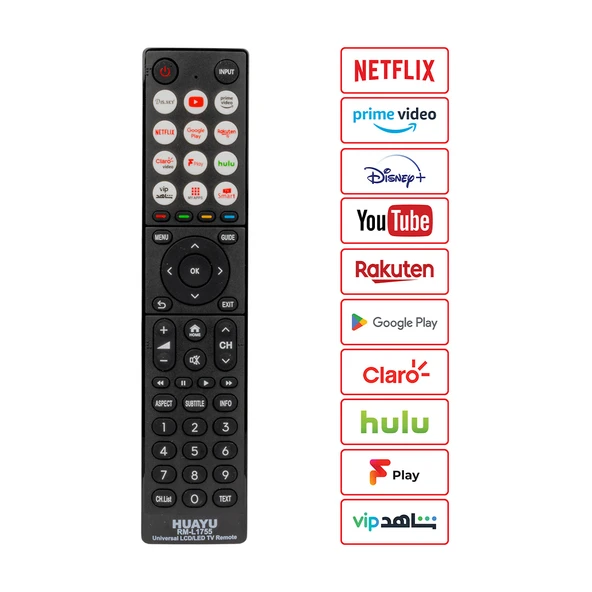 HUAYU RM-L1755 NETFLIX-YOUTUBE-HULU-PRIME VIDEO-GOOGLE PLAY-DISNEY TUŞLU UNIVERSAL LCD TV KUMANDA