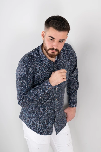 SLİMFİT DESENLİ ERKEK GÖMLEK - 3