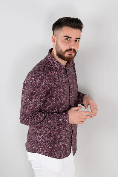 SLİMFİT DESENLİ ERKEK GÖMLEK - 5