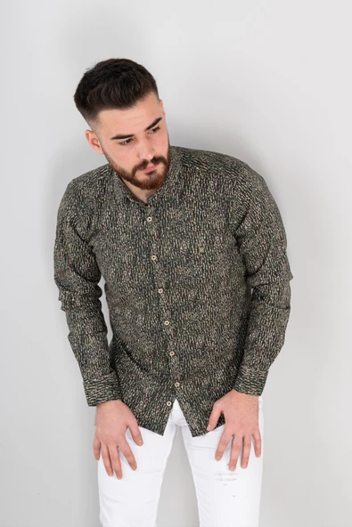 SLİMFİT DESENLİ ERKEK GÖMLEK - 8