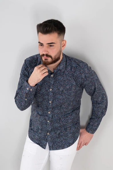 SLİMFİT DESENLİ ERKEK GÖMLEK - 2