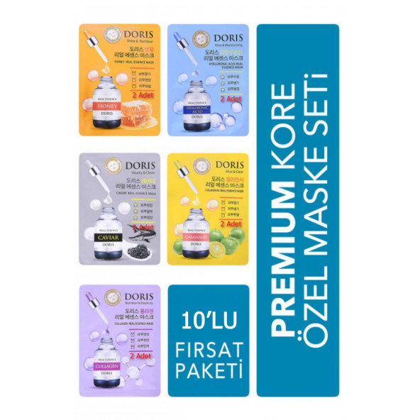 Jigott 10'lu Fırsat Paketi - Lüks Kore Maske Seti (collagen, Hyaluronic Acid, Caviar, Honey, Calamansi) - 1