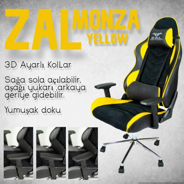Herkese Mobilya Zal - Monza Yellow Pro Gamer Üst Seviye Oyuncu Koltuğu Yarış Koltuğu E-Spor Koltuğu