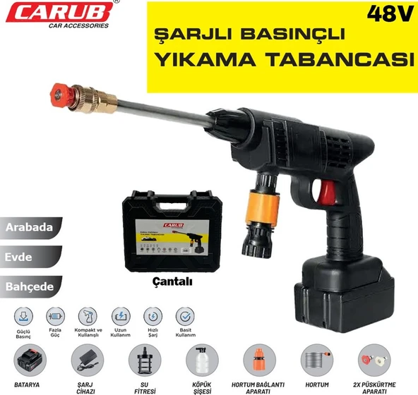 Carub Şarjlı Ve Yüksek Basınçlı Oto Yıkama Ve Sulama Tabancası - 2