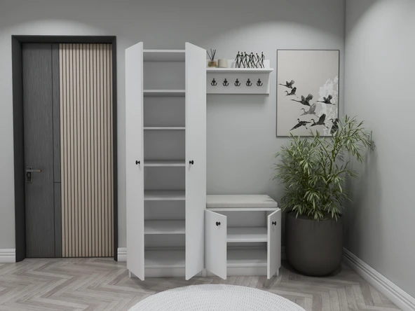 Dara Beyaz Portmanto/Vestiyer - 2