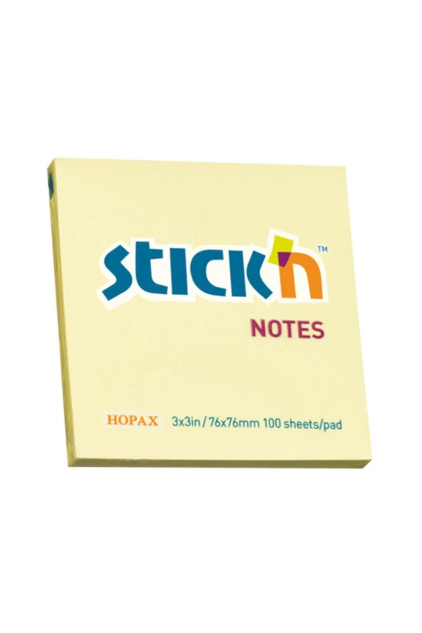 Gıpta Hopax Stickn 21007 Yapışkanlı Not Kağıdı 100 Yaprak 76x76 Mm Sarı (12 Koçan)