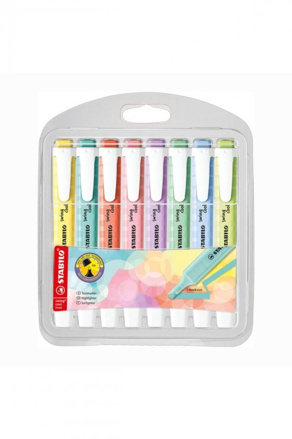 Stabilo Fosforlu Kalem Swing Cool Kalem Tipi Pastel 8 Li 275/8-08-1 - 1