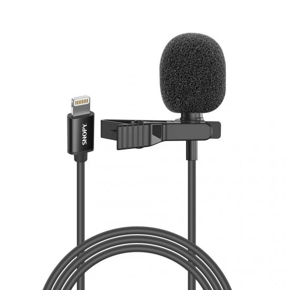 Snopy SN-M30 Siyah Lightning Akıllı Telefon, Tik-Tok ve Youtuber Yaka Mikrofonu
