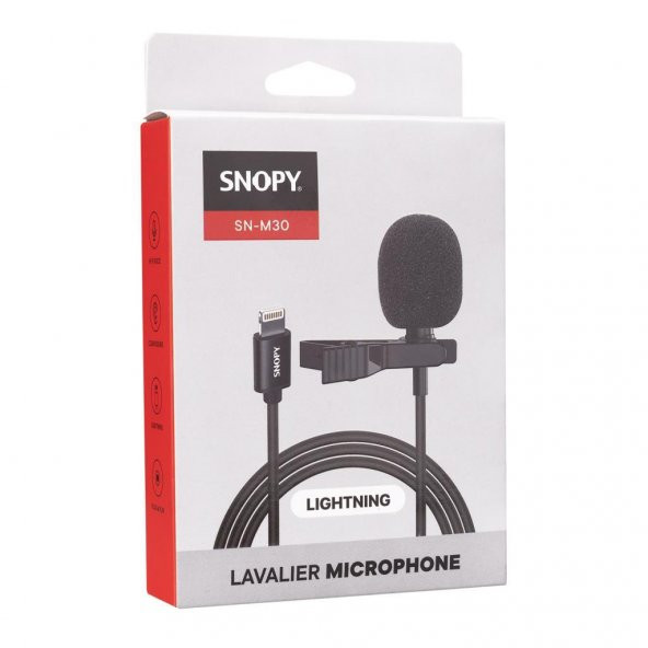 Snopy SN-M30 Siyah Lightning Akıllı Telefon, Tik-Tok ve Youtuber Yaka Mikrofonu - 3
