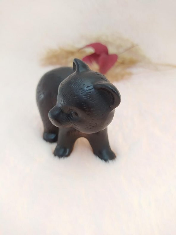 Hdmarketim Reçine Siyah Biblo Sevimli Ayı Yavrusu Otantik Heykel - 2