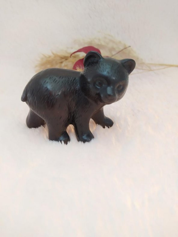 Hdmarketim Reçine Siyah Biblo Sevimli Ayı Yavrusu Otantik Heykel