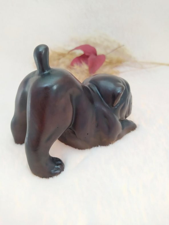 Hdmarketim Reçine Siyah Biblo Bulldog Köpek Heykel - 3