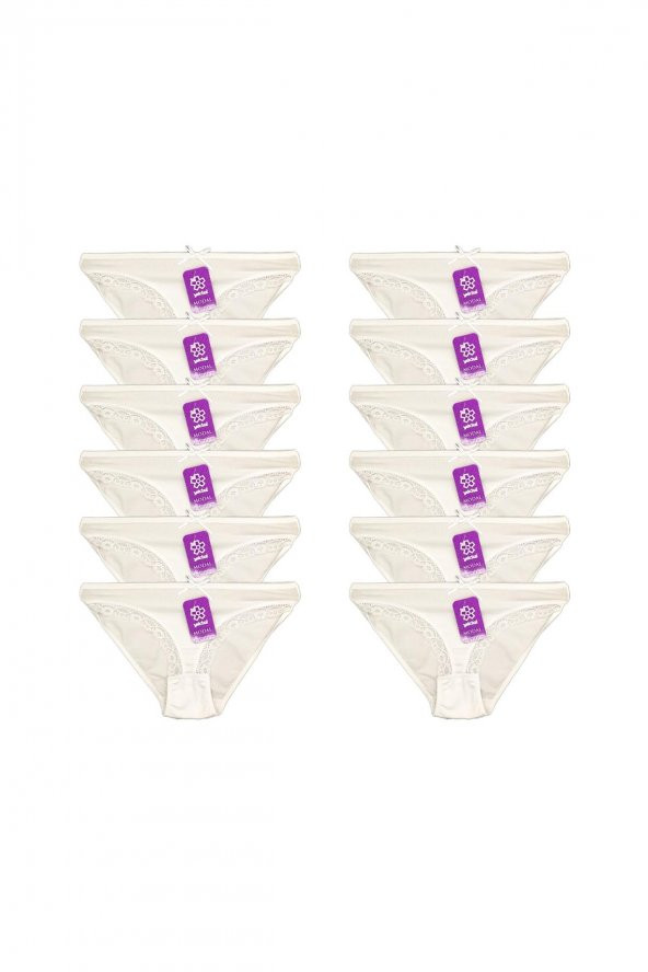 Yıldız Kadın 12li Paket Likralı Dantelli Bikini Külot