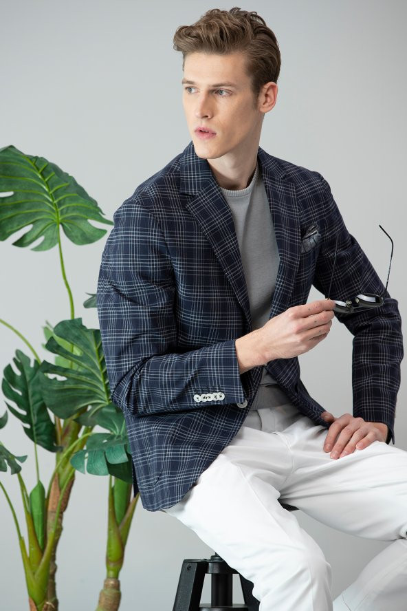 Lufian Termo Spor Blazer Ceket Slim Fit Lacivert