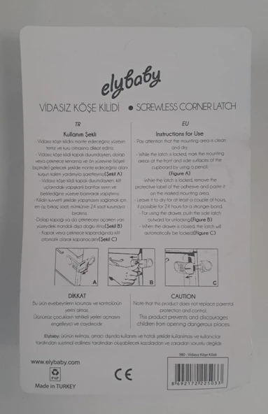 ELYBABY VİDASIZ KÖŞE KİLİDİ ( 980 ) - 2