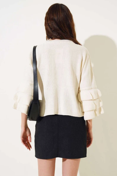 Kolu Kat Kat Triko Crop Kazak Ekru - 3