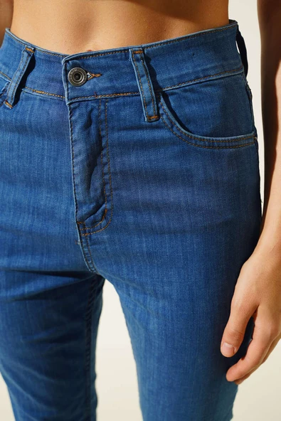 Likralı Skinny Jean Pantolon Orta Mavi - 4