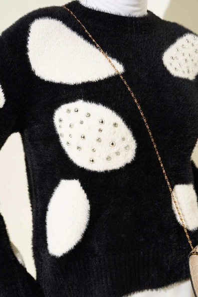 Dalmaçya Desen İncili Kazak Siyah - 4