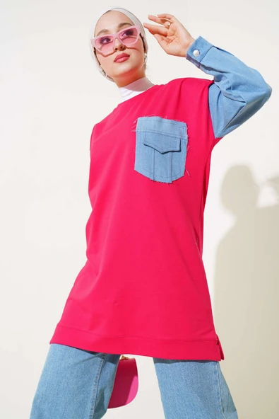 Kot Garnili İki İp Tunik Fuşya ürün görseli 1