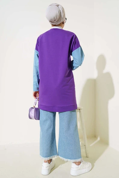 Kot Garnili İki İp Tunik Menekşe - Resim 3