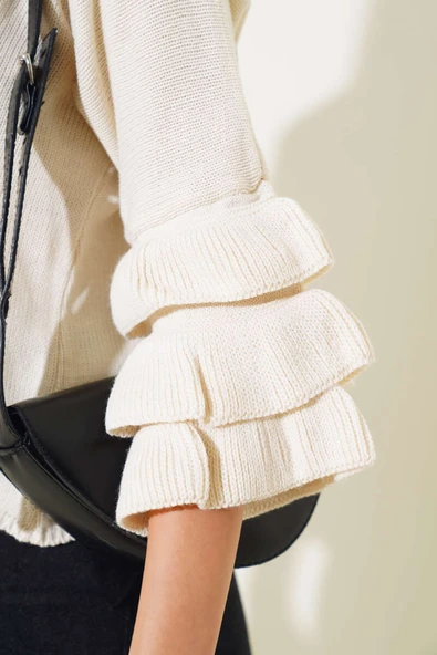 Kolu Kat Kat Triko Crop Kazak Ekru - 4