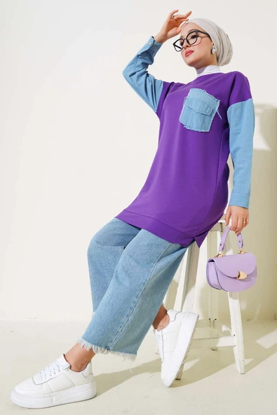 Kot Garnili İki İp Tunik Menekşe ürün görseli 1