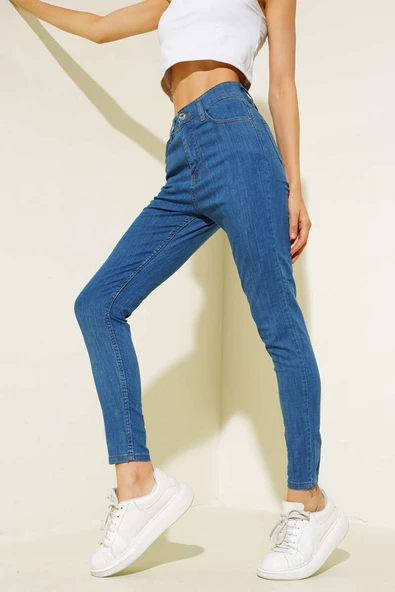 Likralı Skinny Jean Pantolon Orta Mavi ürün görseli 1