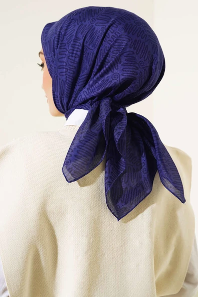 Kıvrık Desen Yazma Eşarp Morcivert - Resim 3