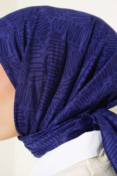 Kıvrık Desen Yazma Eşarp Morcivert - Resim 4