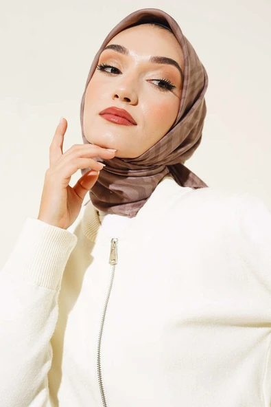 Zebra Desen Yazma Eşarp Gül Kurusu