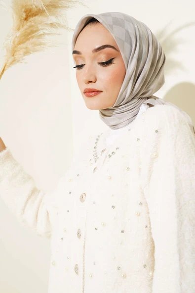 Dama Desen Yazma Eşarp Taş - 2