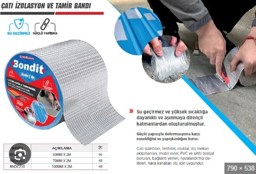 BONDİT ÇATI İZOLASYON VE TAMİR BANDI ( 50 mm x 2 mt ) BNDC205 - 3