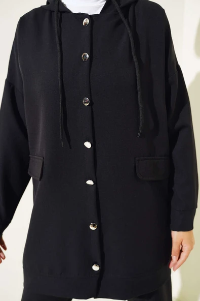 Metal Düğmeli Dabıl İkili Takım Siyah - Resim 4