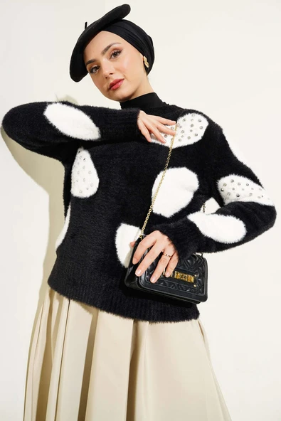 Dalmaçya Desen İncili Kazak Beyaz - 2