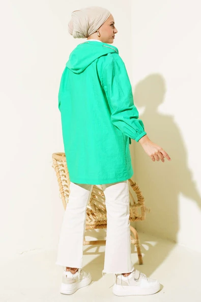 Cep Tokalı Fermuarlı Kap Neon Yeşil - 3