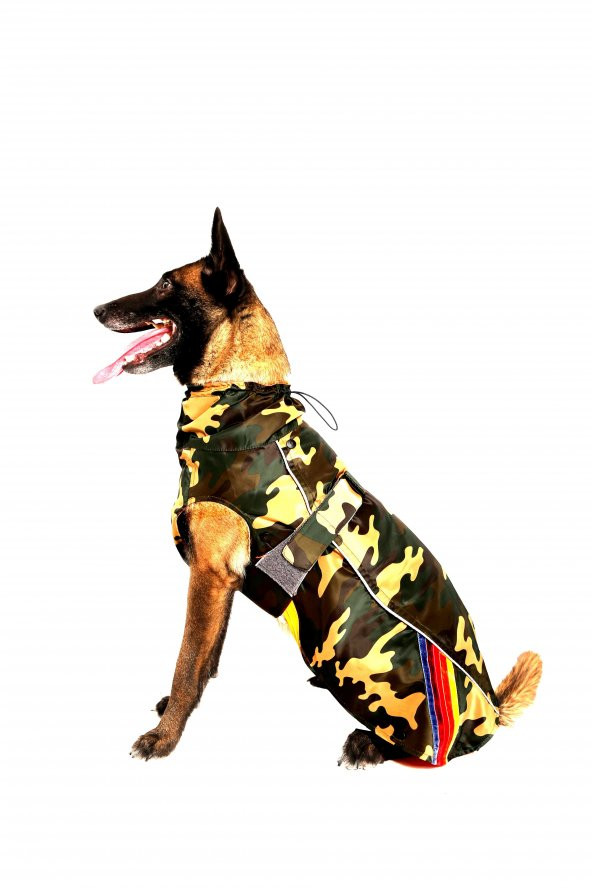 Doxy Büyük Irk İçi Polarlı Belden Ayarlanabilir Kemerli Köpek Yağmurluğu  KAMUFLAJ 50 Cm - 2