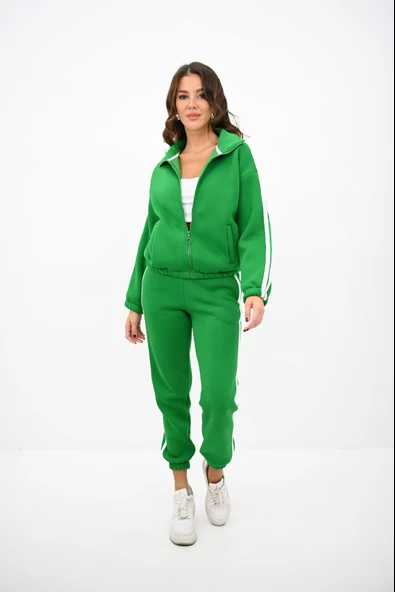 Kadın Fermuarlı Çizgi Detaylı Eşofman Takımı 4201-25 - Resim 8