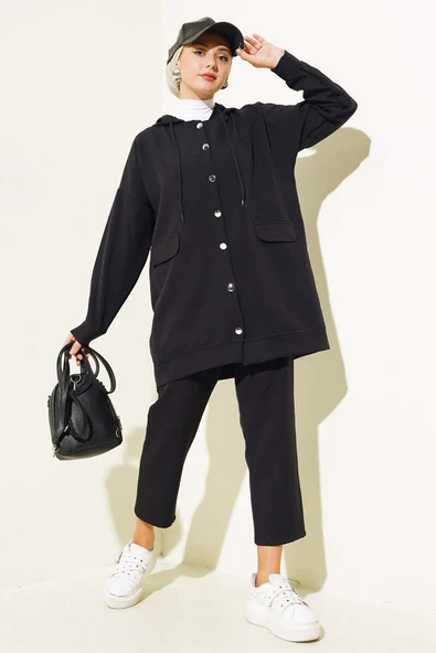 Metal Düğmeli Dabıl İkili Takım Siyah ürün görseli 1