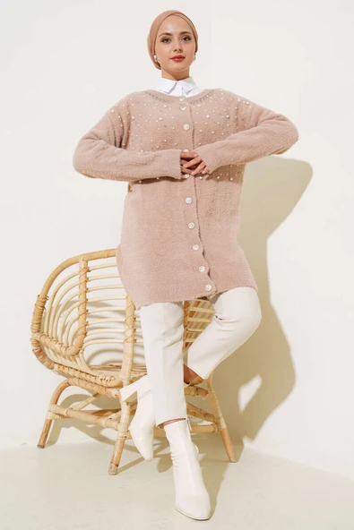 İncili Sakallı Düğmeli Uzun Hırka Büsküvi - Resim 2