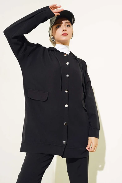 Metal Düğmeli Dabıl İkili Takım Siyah - Resim 2