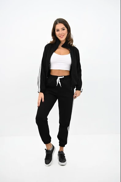 Kadın Fermuarlı Çizgi Detaylı Eşofman Takımı 4201-25 - Resim 2