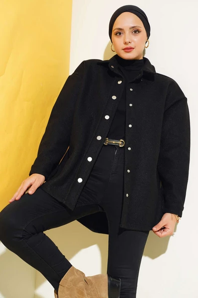 Metal Çıtçıtlı Ceket Siyah ürün görseli 1