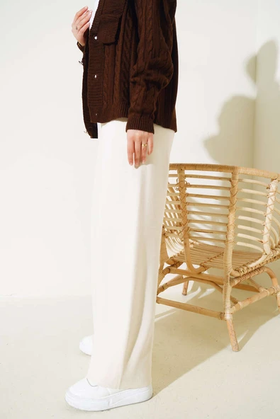 Lastikli Pike Triko Pantolon Taş - Resim 3