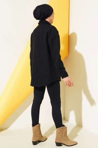 Metal Çıtçıtlı Ceket Siyah - Resim 3