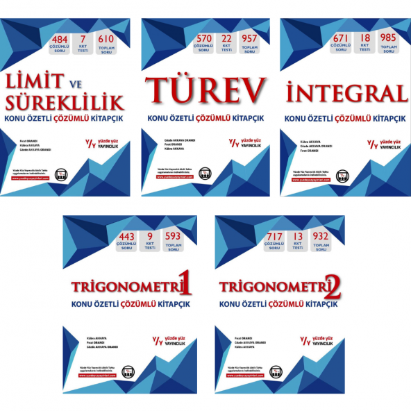 YÜZDEYÜZ YAYINLARI AYT LİMİT-TÜREV-İNTEGRAL-TRİGONOMETRİ SETİ - 5 KİTAP !