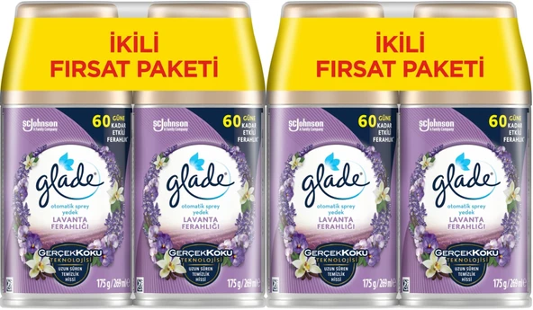 Glade Oda Kokusu Otomatik Sprey Yedek 269ML (4 Lü Set) Lavanta (2PK*2)