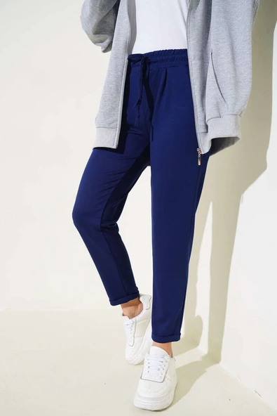 Beli Lastikli Duble Paça Pantolon Lacivert - 2