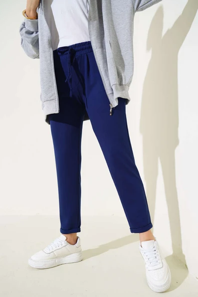 Beli Lastikli Duble Paça Pantolon Lacivert ürün görseli 1