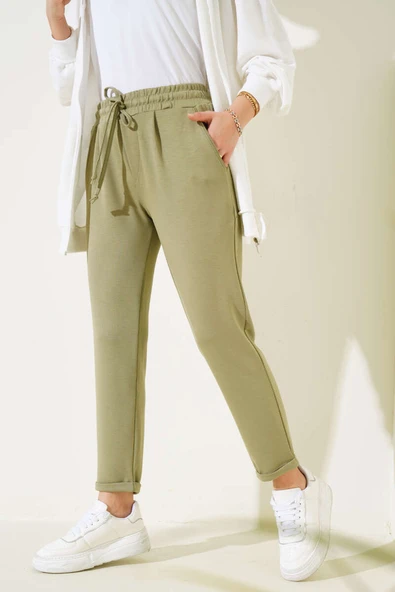 Beli Lastikli Duble Paça Pantolon Haki ürün görseli 1